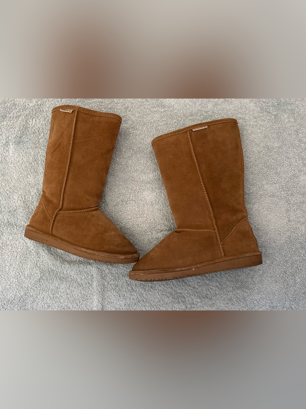 BearPaw Emma Tall Suede Winter Boots - Chestnut Size 8